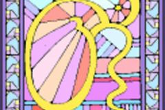 Pink and Yellow Stained glass Om