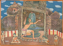 Tayumanavar approaching a large Sivalingam